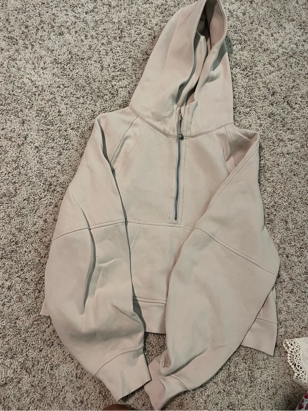 lululemon athletica light beige half-zip hoodie